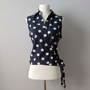 Polka Dot Tommy Hilfiger Wrap Waist Sleeveless Top